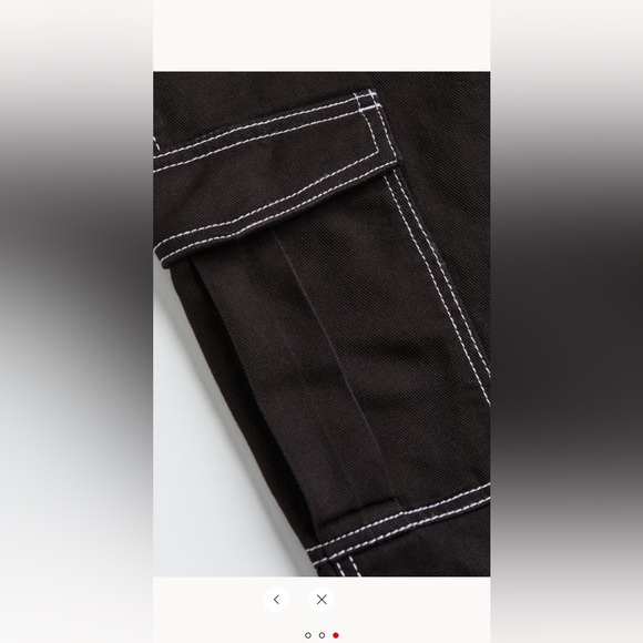 H&M jeans pants black twill cargo pants jeans white stitching size 8 NWT - Picture 6 of 9